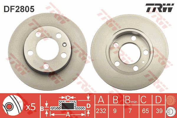 Juego de discos de freno TRW DF2805